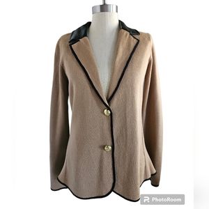 Jones New York Tan Blazer with Black Trim